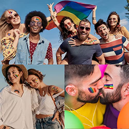 Cokohappy 36 Sheets Pride Day Tattoo Rainbow Temporary Tattoos, 290+ Pcs Love Is Love Lgbtq+ Rainbow Fake Face And Body Tattoos, Happy Pride Gay Day Accessories For Pride Parades #TOP1