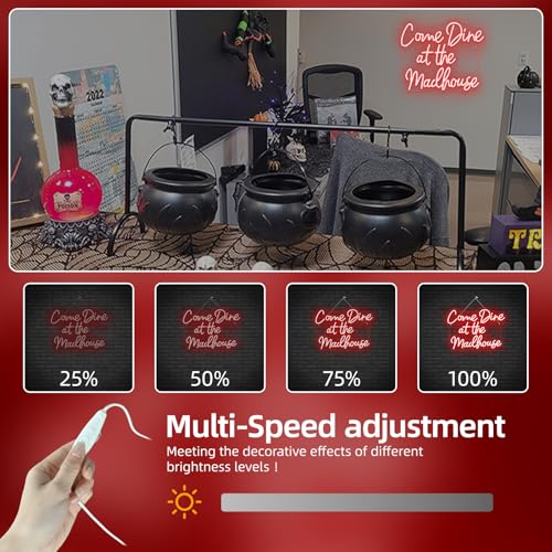 Image of Come Dine at The Madhouse Neon Sign Restaurant Neon Signs for Wall Decor Red LED Night light for Home Bar Gothic Halloween Horror Party Club Man Cave Decoration