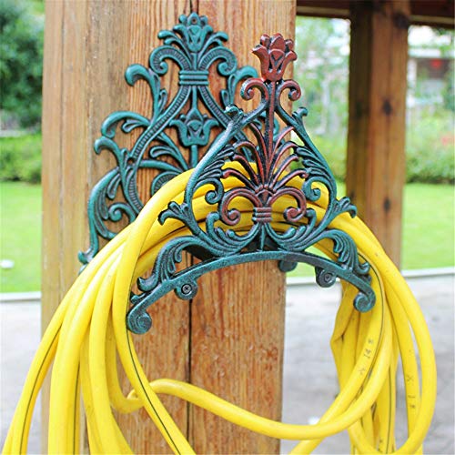DMMW-Home Wall Mounted Water Hose Hanger Wall Mounted Cast Iron Garden Heavy Duty Hose Hanger Rack Design Antique Garden & Yard Decorations (Color : Green, Size : 29x19x25cm)