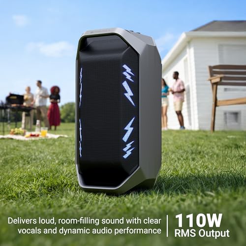 Image of Zebronics 2026 Launch 110W Bluetooth Speaker, Up to 6Hrs Backup, 16.51cm Subwoofer, Dual 9.3cm Drivers, 7000mAh Battery, Wireless Rechargeable Mic with Display, TWS, BT v5.3, (Party Fyre 110)