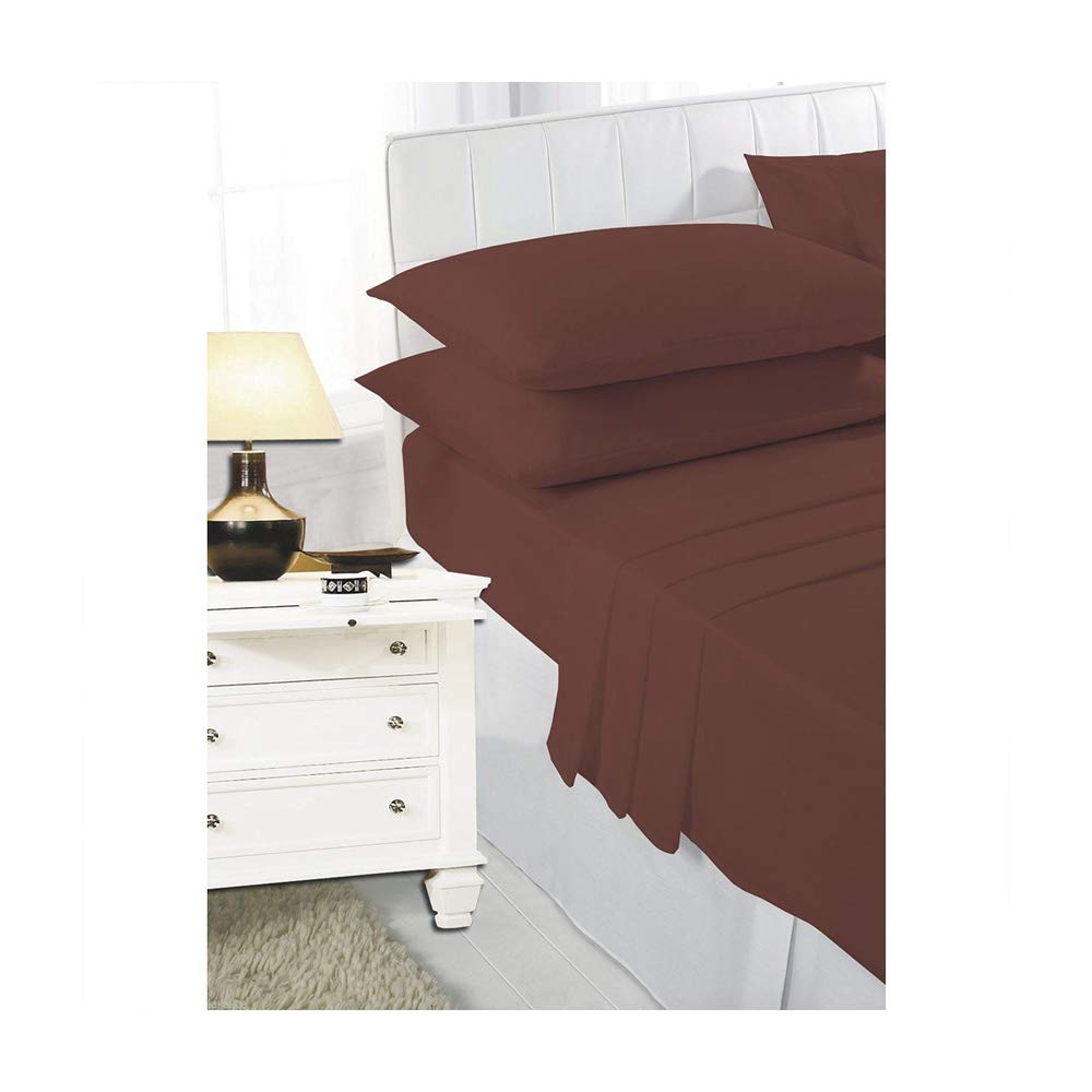 Flat Sheets Polycotton Bed Sheets Double Size Bed Poly Cotton Bedding, Chocolate
