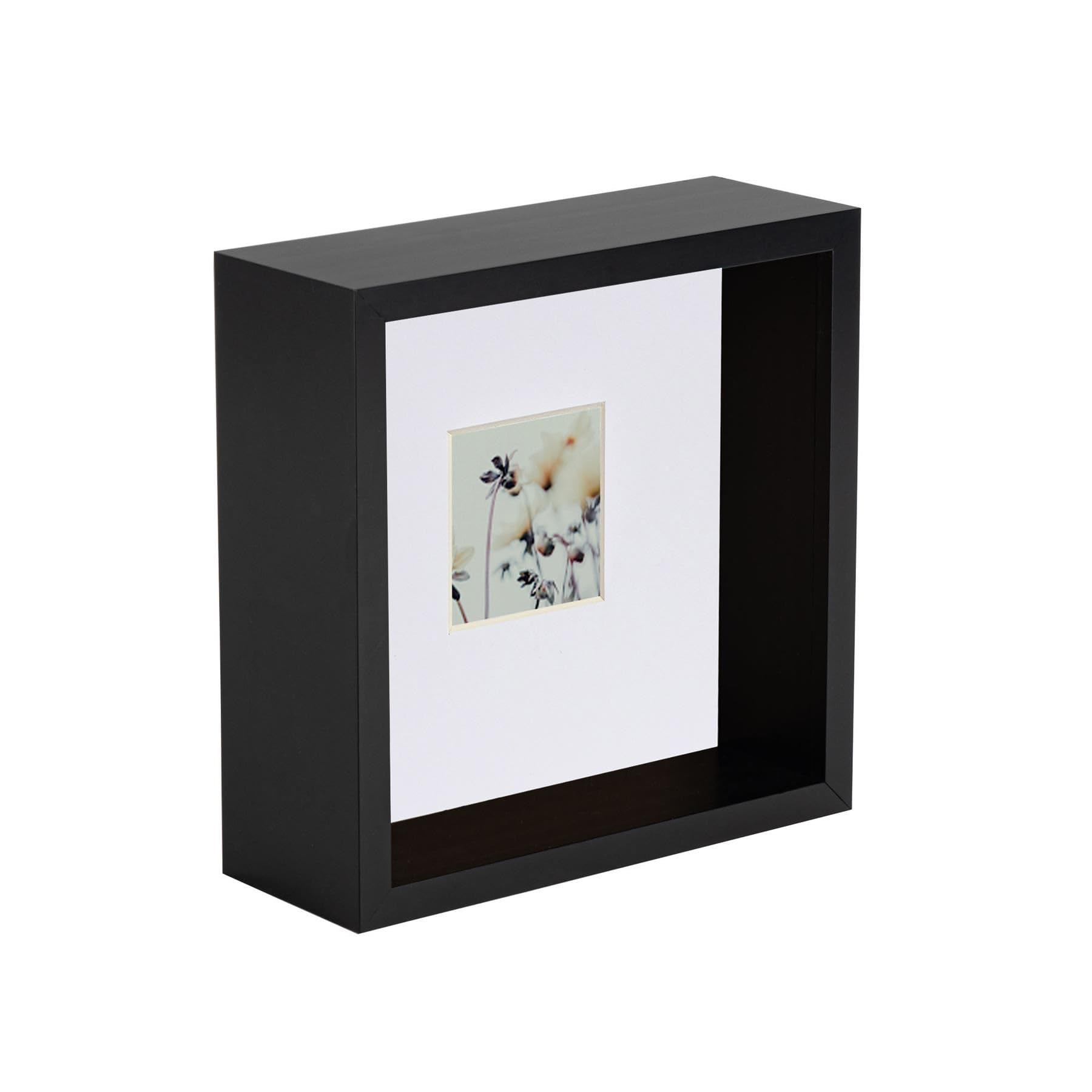 Nicola Spring 6 x 6 3D Shadow Deep Box Photo Frame - Craft Display Picture Frame with 2 x 2 Mount - Black
