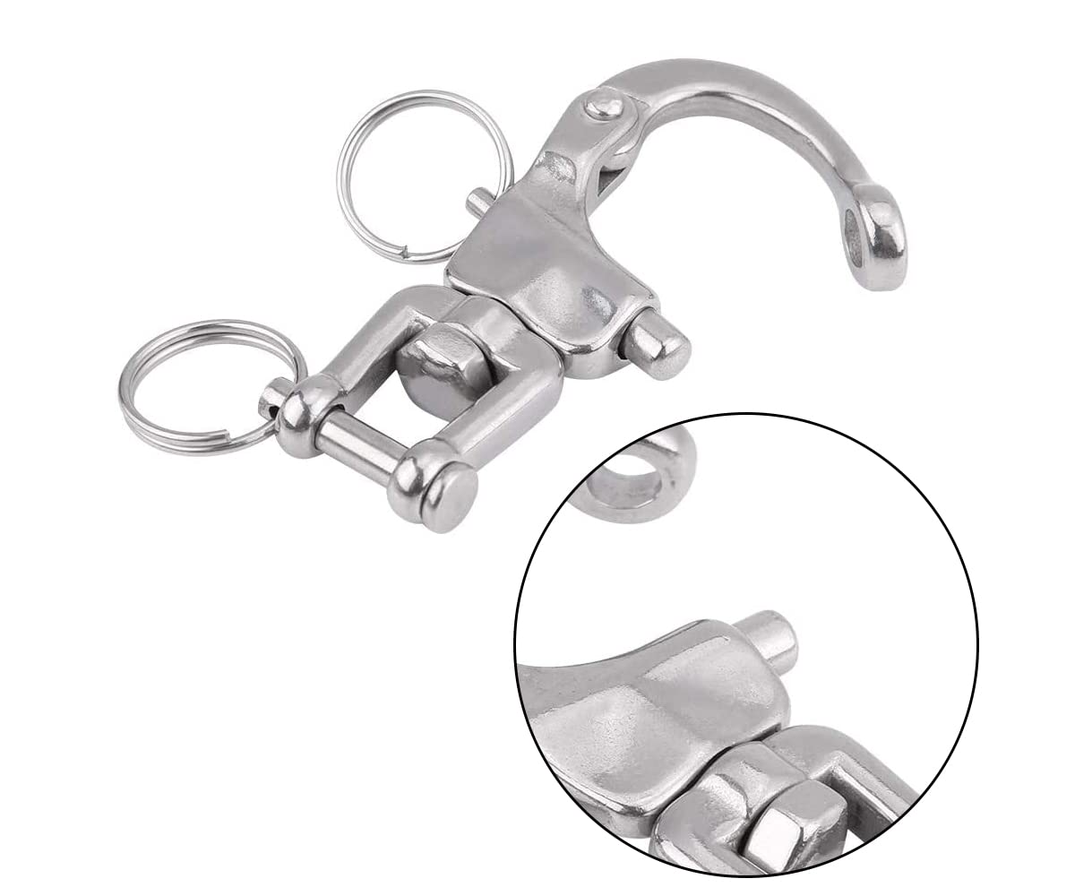 2 Pezzi Moschettone per Barca, Sgancio Rapido Moschettone in Acciaio Inox, grillo Girevole Acciaio Inox, Sgancio Rapido Grilli, Girevole Grillo, per Barca a Vela Spinnaker Halyard(70 mm)