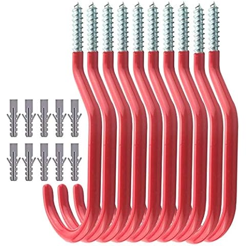 TooTaci Bike Hook,10 Pack Bicycle Storage Hooks Set,Bike Hooks for Garage,Screw-in Utility Shed Hooks,Large Hooks with Plastic Coated,Wall Mount/Ceiling Hook Heavy Duty for Bike Hanging Cover