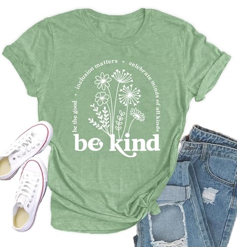 Womens Be Kind Shirt Kindness T-Shirt Inspirational Teacher Tee Top