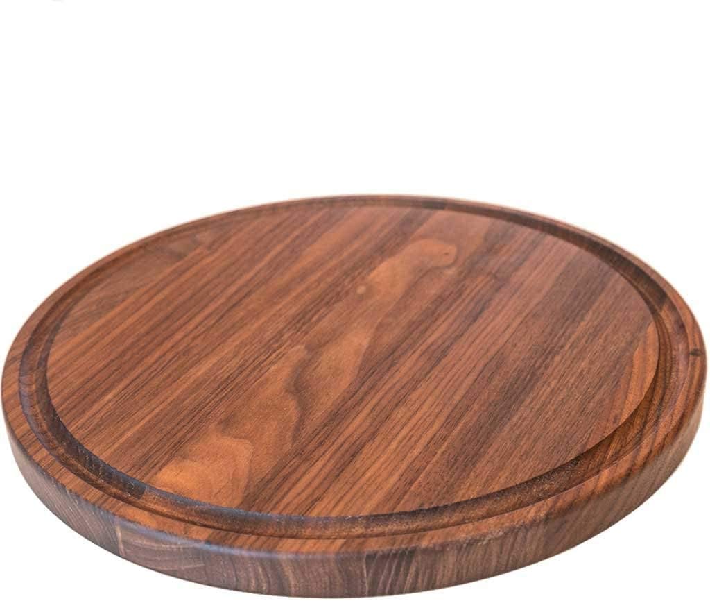 Made in USA Walnut Cutting Board by Virginia Boys Kitchens - Butcher Block made from Sustainable Hardwood (Round - 10.5)
