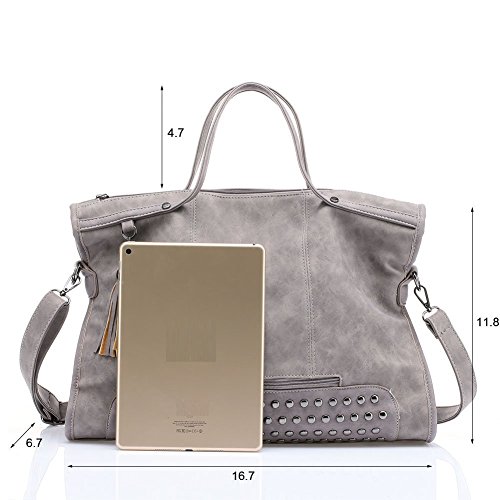 Bolso tote de cuero sintético con tachuelas miniatura 4