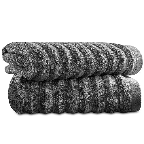 Towelogy Bamboo Face Cloth Makeup Remover Facial Cleansing Cloths Super Soft Fingertip Towels for Delicate Sensitive Skin | 30x30 cm - Pack of 2 (Charcoal, 2)