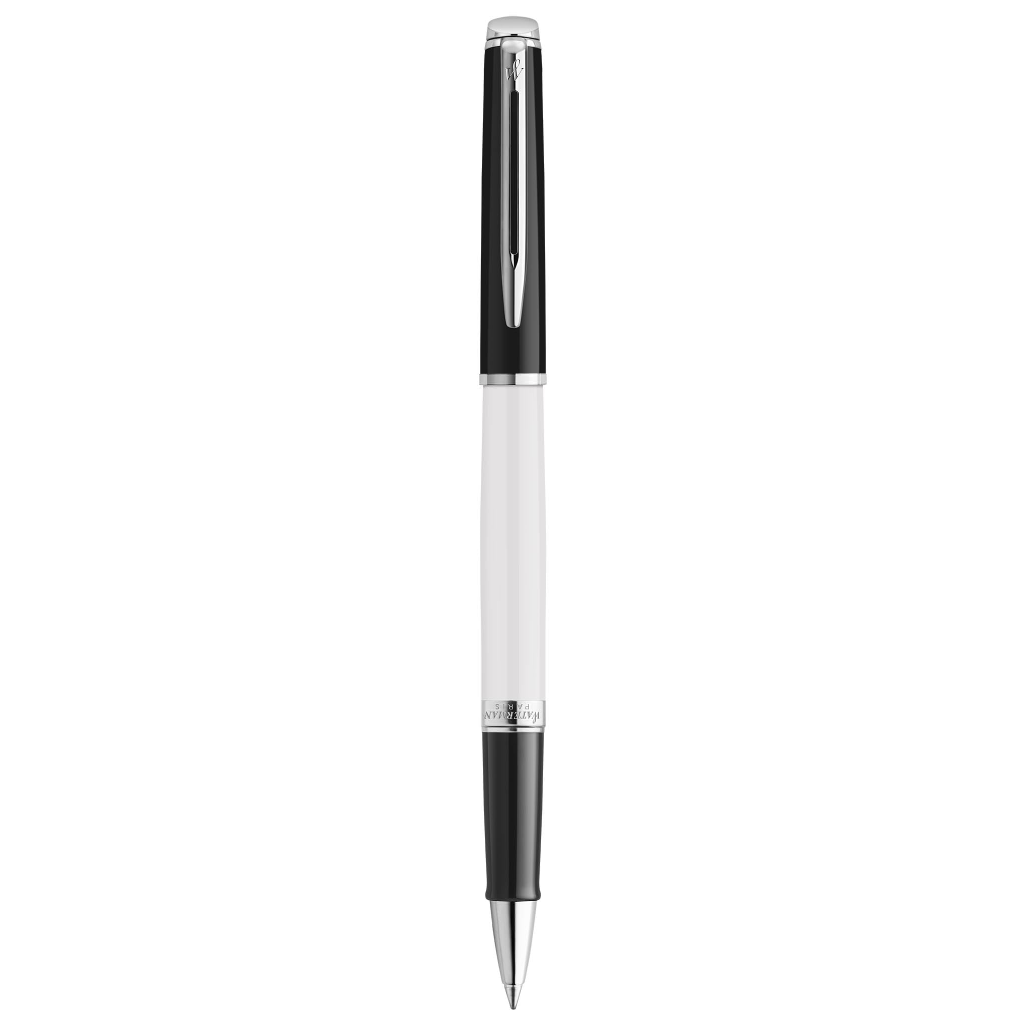 Waterman Hémisphère Roller con incisione – Strumento di scrittura di lusso personalizzato – Elegante penna da scrittura come idea regalo per donna e uomo, inchiostro blu (BLOCK BLACK&WHITE)