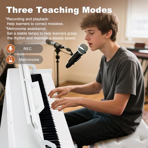 MUSTAR 88-Key Digital Piano with Weighted Keys & Pedals - White - Image 6