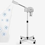 Stand Professional Ozone Facial Steamer with Touch Control, Adjustable Height & Rolling Base, 360° Rotatable Nozzle, Hot Mist Function, Use for Home, Salon SPA (White)