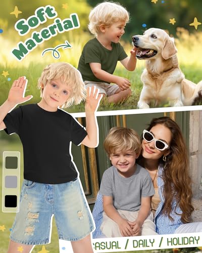 Image of Oakgarden 3 Pack Toddler Boys Crewneck T Shirts | 18M-5T, Short Sleeve Solid Tees, Soft Basic Tops, Baby Summer Clothes, Daycare, Preschool, Playdates, Daily Wear
