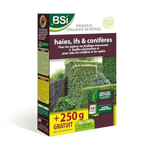 BSI - Engrais pour Bio Haie/If/Conifère - Feuillage Vert Fonçé - Action Longue Duree - 12,5 m²