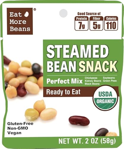 Steamed Bean Snack Series - Perfect Mix (Organic Chickpeas, Organic Soybeans, Organic Green Peas, Organic Kidney Beans, Organic Black Beans) - Box Of 10 #TOP3
