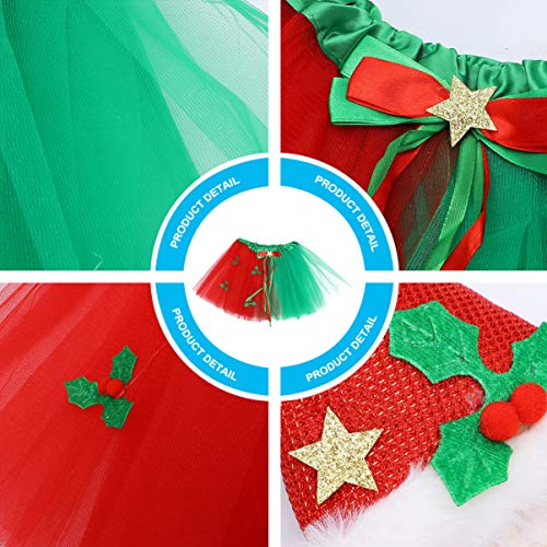 KESYOO Natal Tutu Saia Headband Set Santa Traje ChapÃ©u Vestido de Tule Natal AcessÃ³rios Cosplay De