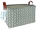 LANGYASHAN Rectangular Storage Bin Collapse Canvas Fabric Cartoon Storage Basket with Handles for Organizing Home Kitchen Boys and Girls Toys Office Closet Shelf Baskets (Rec Grey Point)