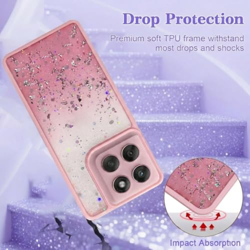 Image of VONZEE Case Compatible with Moto Edge 60 Fusion, Non Moving Glitter Shockproof Case for Girls & Women Soft TPU Shockproof Anti Scratch Drop Protection Cover (Pink)