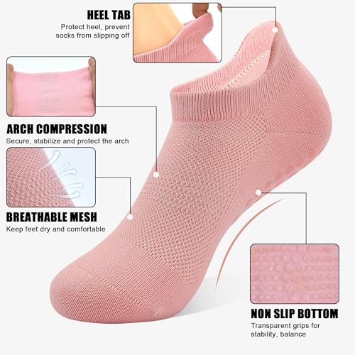 Image of HYCLES Grips Pilates Socks for Women Yoga Non-Slip Socks Barre Workout Gym Hospital Sticky Slipper Socks 3 Pairs