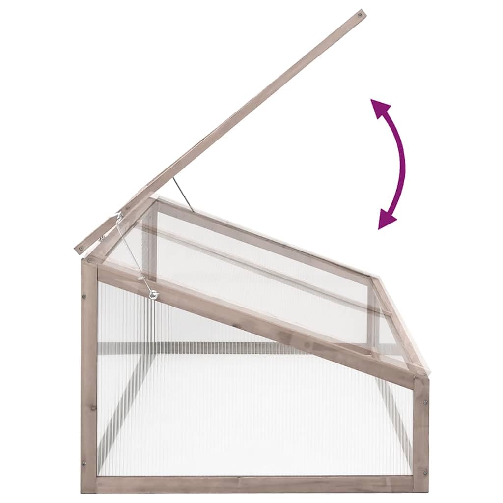 Invernadero gris de madera de abeto 110 x 56 x 39 cm con tapa abatible, invernadero para cobertizo de jardín, casa de plantas, casa de tomates, semillero, cultivo y protección de plantas en