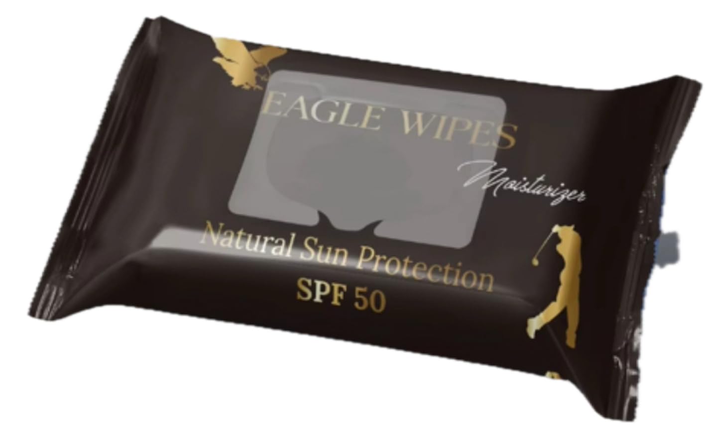 Eagle Wipes Pack, Moisturizer SPF 50, Biodegradable, Waterproof, Sun Protection, Whole Body, Adult