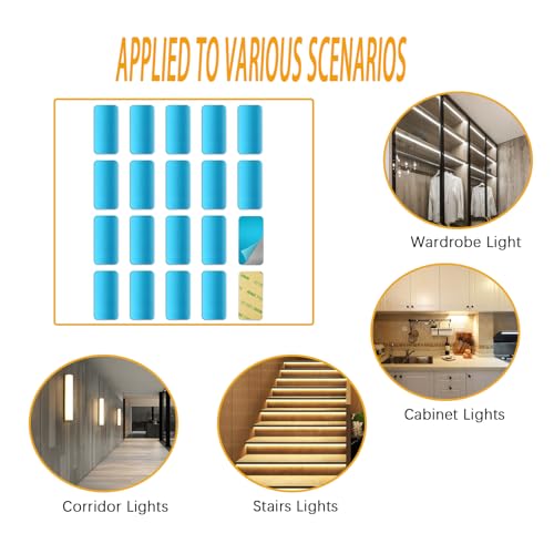 Image of Metal Adhesive Plate Magnetic Stripe for Magnetic LED Lights & Under Counter Lights,Replacement Magnetic Strips with Adhesive Backing(20 Pcs)