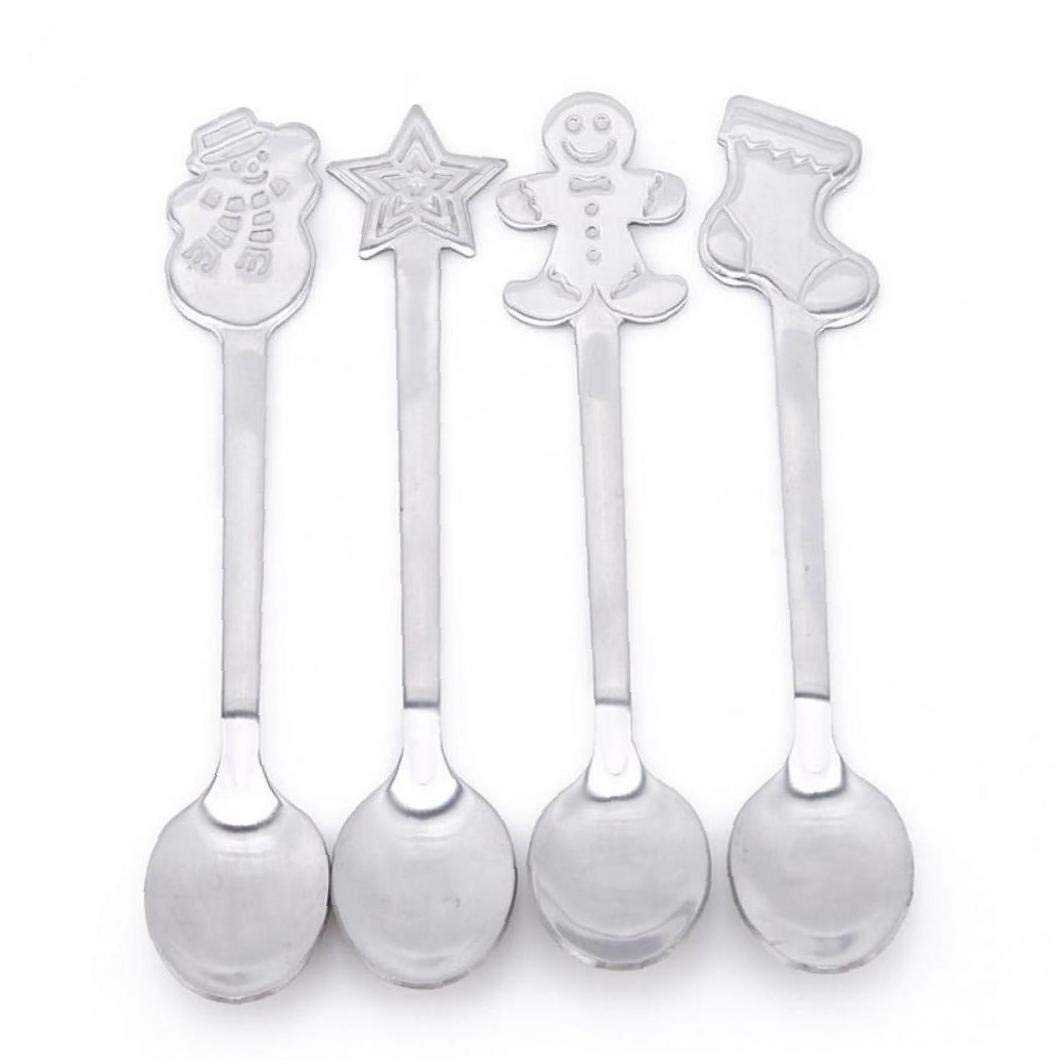 HotadenSet of 4 Christmas Coffee Spoons, Stainless Steel Coffee Spoons for Kids Drinking Tea Spoons, Christmas Tableware Gifts