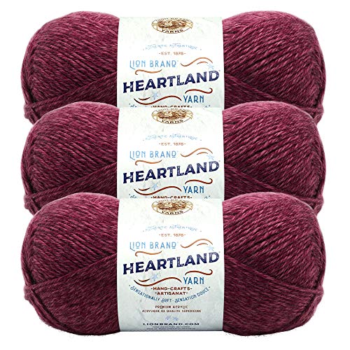 Image of Lion Brand Yarn Heartland Yarn, Worsted-Weight Yarn for Knitting, Crocheting, and Crafting, 3 Pack, Multicolor