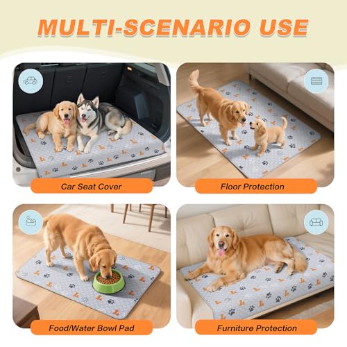 Image of Washable Pee Pads for Dogs, 4 Pack Reusable Puppy Pads, Waterproof Pet Pee Pads for Dog Potty Training, Extra Large Dog Pee Pads for Crate, Playpen, and Whelping, Orange 18 inchx24 inch