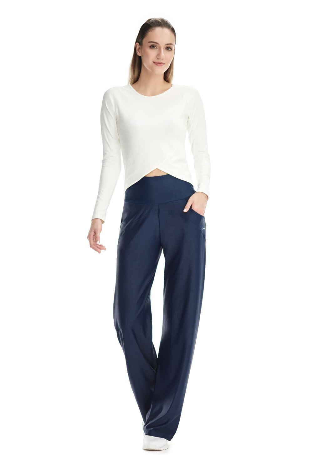 WINSHAPE Damen Trainingshose Functional Comfort Wide Leg Pants Cul105c “high Waist” im Jeans Print