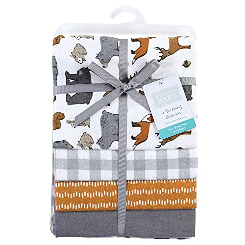 Image of Hudson Baby Unisex Baby Cotton Flannel Receiving Blankets, Rustic Woodland, One Size