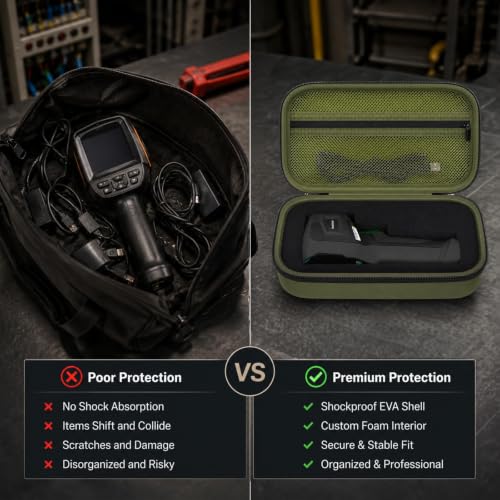 Image of Boobowl Case Compatible with HSFTOOLS HF96 / H128 / Thermal Camera, Infrared Cameras Storage Holder Box for USB Cabless(Bag Only) (Green, For TC004 / H96 / H128)