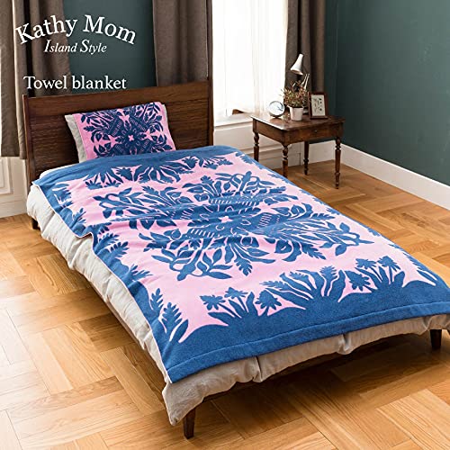[キャシーマム アイランドスタイル] タオルケット シングル ハワイアンキルト柄 マハロシリーズ ヘリコニア レディース 86108512E ピンク 約 横 140cm×縦 190cm [3]