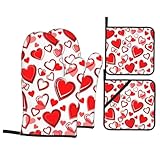 Photo Gallery romantico cuore rosso stampa 4 pezzi set guanti da forno presine resistenti guanti da cucina in silicone cucina all aperto Photo Gallery romantico cuore rosso stampa 4 pezzi set guanti da forno presine resistenti guanti da cucina in silicone cucina all aperto