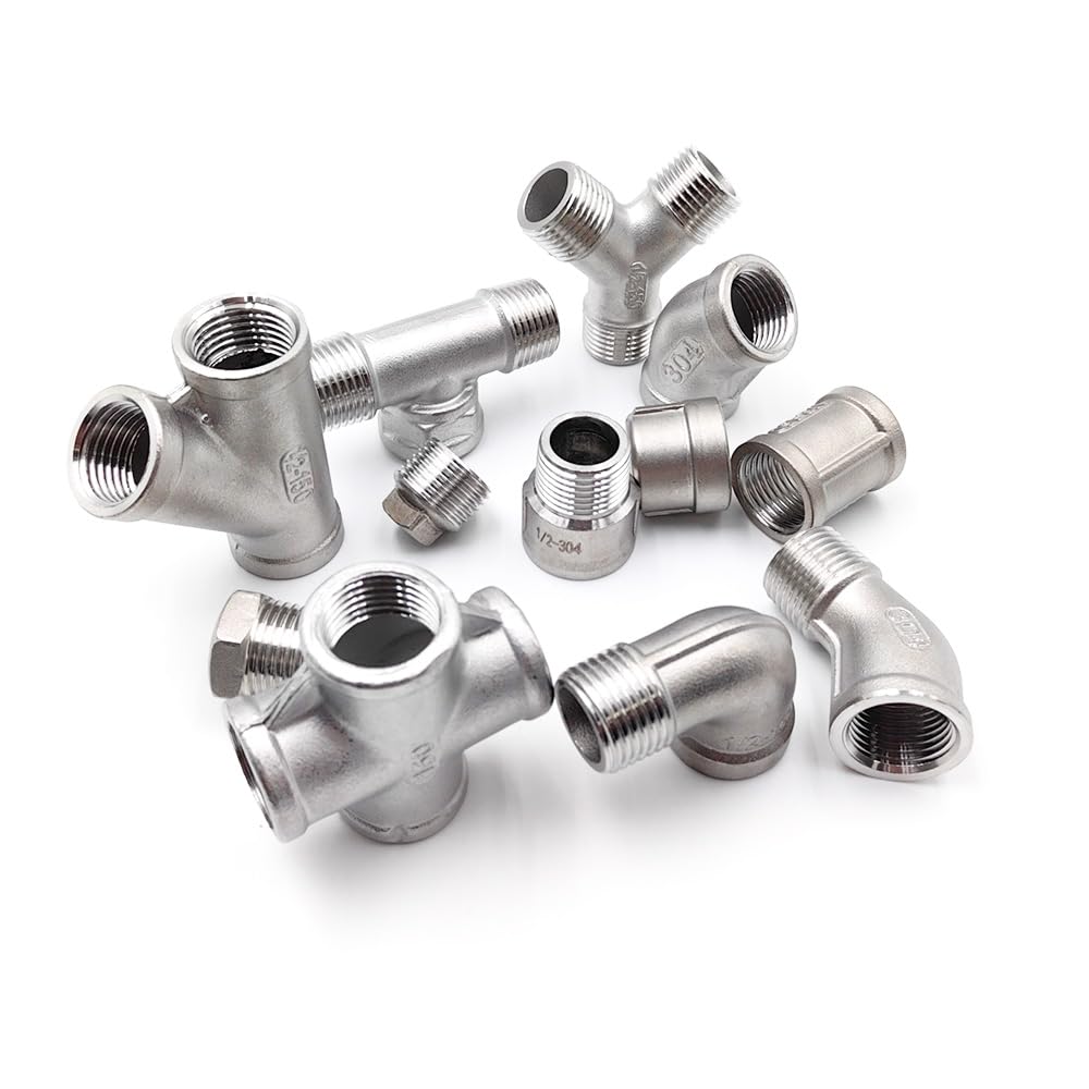 1 pieza de codo externo de 3 vías, 2" BSP, conexión a tope de acero inoxidable 304, apto for tuberías domésticas.