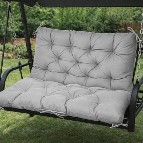 WildFun 2/3/4 Seater Bench Cushion Pallet Cushions Outdoor Garden Chair Cushion with Ties Waterproof Anti-slip & UV Resistant Fabric for Indoor Outdoor Yard Garden (Light Green 100 * 100 * 10CM)
