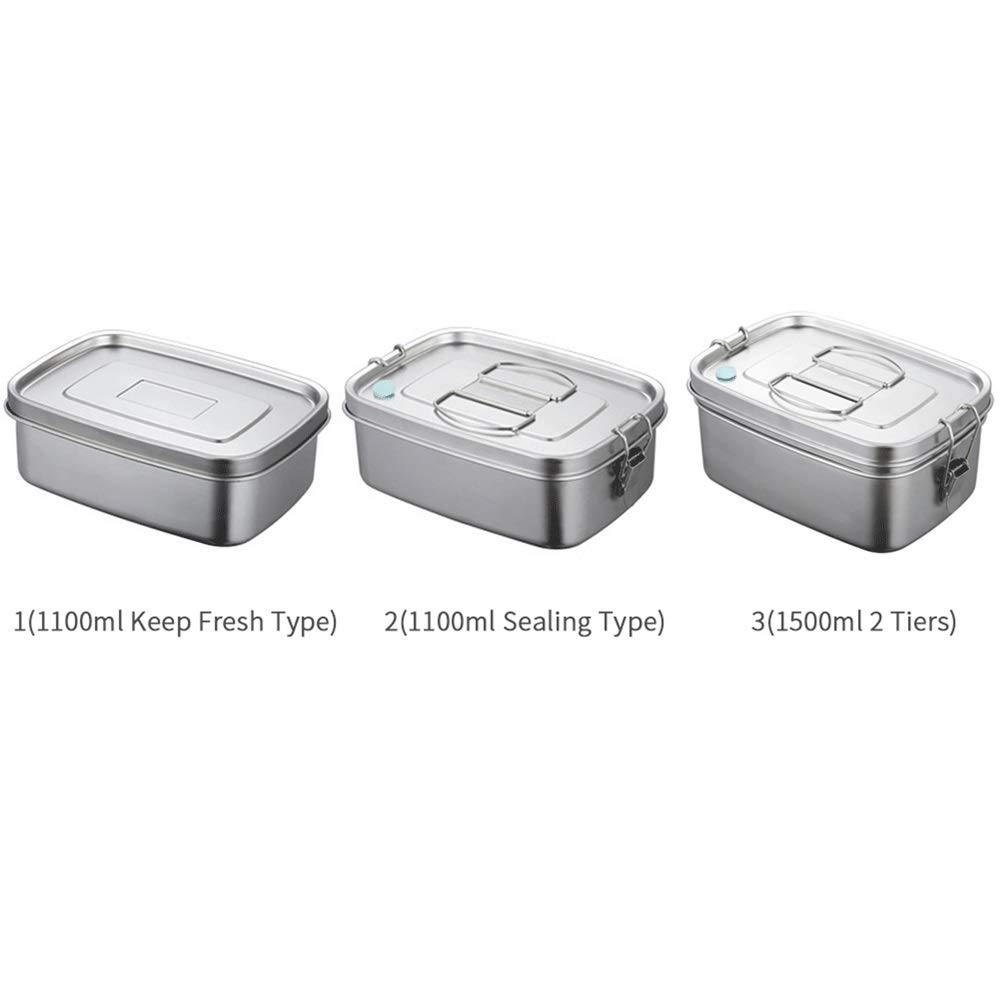fiambrera, Cajas Bento contenedor de comida sándwich vajilla acero(3)