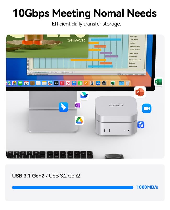 Image of ORICO MiniMate Plus External SSD Compatibility with Mac mini M4(10Gbps),Read Speed 2050MB /s, Write Speed 1900MB /s, USB 3.2 Gen 2 * 2(20Gbps), Portable Solid State Drive, M4Plus (6TB)