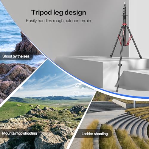 FreeSea Light Stand Photography - 1.4in Oversized Tubes Heavy Duty Stand, Aluminum Alloy Construction, 106in Tall Tripod with Flip-Lock & Gas Spring, Holds Softboxes/Ring Lights up to 5KG - Image 6