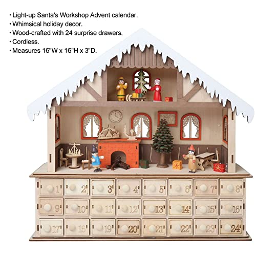 What On Earth Lighted Advent Calendar - Santa's Workshop Wood Drawer Christmas Countdown Calendar - Reusable Multi Drawer Cabinet Led Christmas Advent Calendar #TOP1