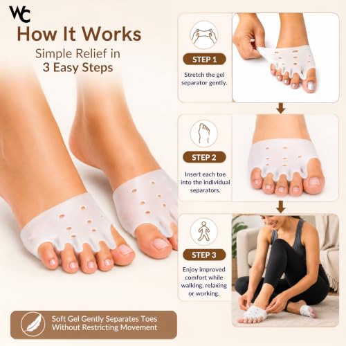 Image of Wonder Care Toe Separator Socks Foot Alignment Bunion Corrector Silicone Spacer Hallux Valgus Support Unisex