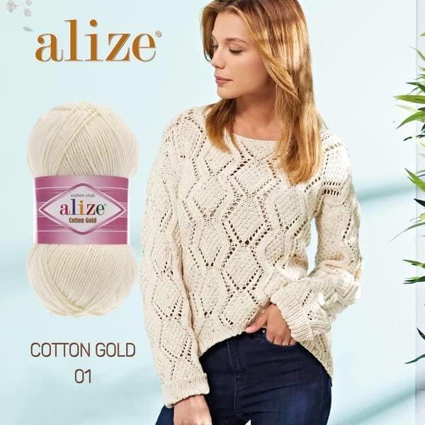 Alize Yarn - 5 gomitoli di lana turca da 100 g, in cotone e acrilico