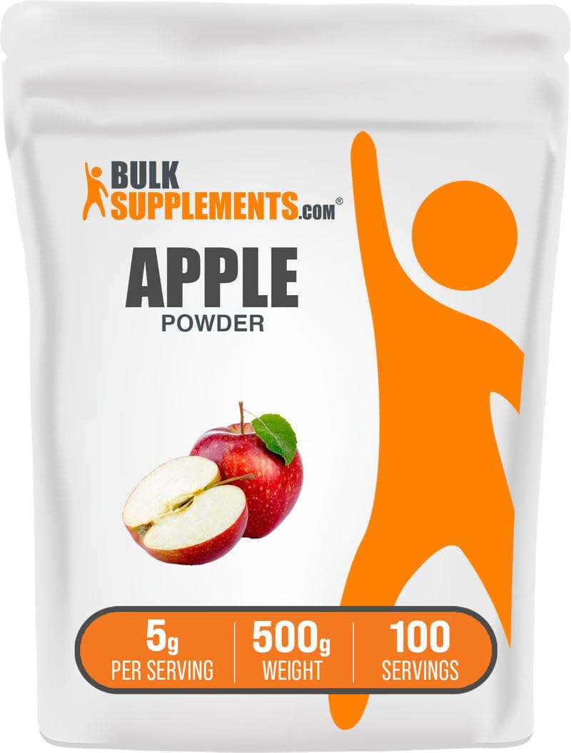 BulkSupplements.com Apple Powder - Apple Fruit Powder, Fiber Supplement for Digestive Support - Natural & Gluten Free, 5g pro Servierung, 500g (1.1 lbs) (Pack von 1)