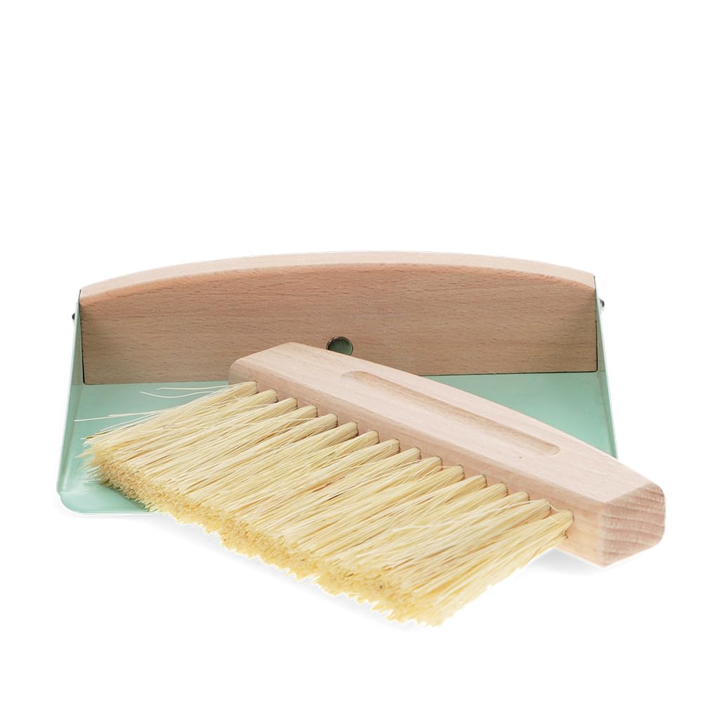 Rex London Natural Wooden Table Brush And Pan Set - Pistachio