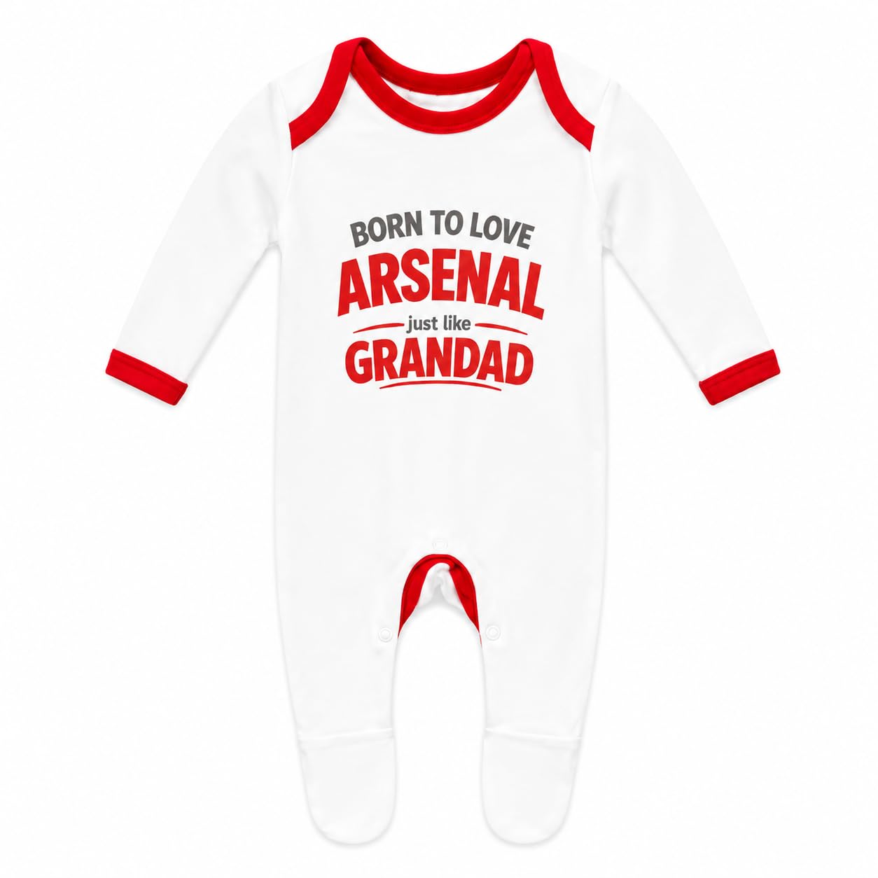 Bebe Dory Born to love Arsenal just like Grandad - 100% Cotton, Ultra-Soft, Cosy, and Breathable Rompersuits for Infants and Toddlers