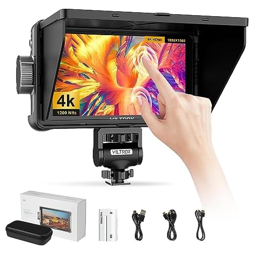 VILTROX DC550 Pro 5.5" Camera Field Monitor Touch Screen, 4K HDMI DSLR Video External Monitor for Sony Canon Nikon, Sunshade Hood,Battery,Storage Bag 1200nit,3DLUT,Focus Peaking,Histogram,False Colors