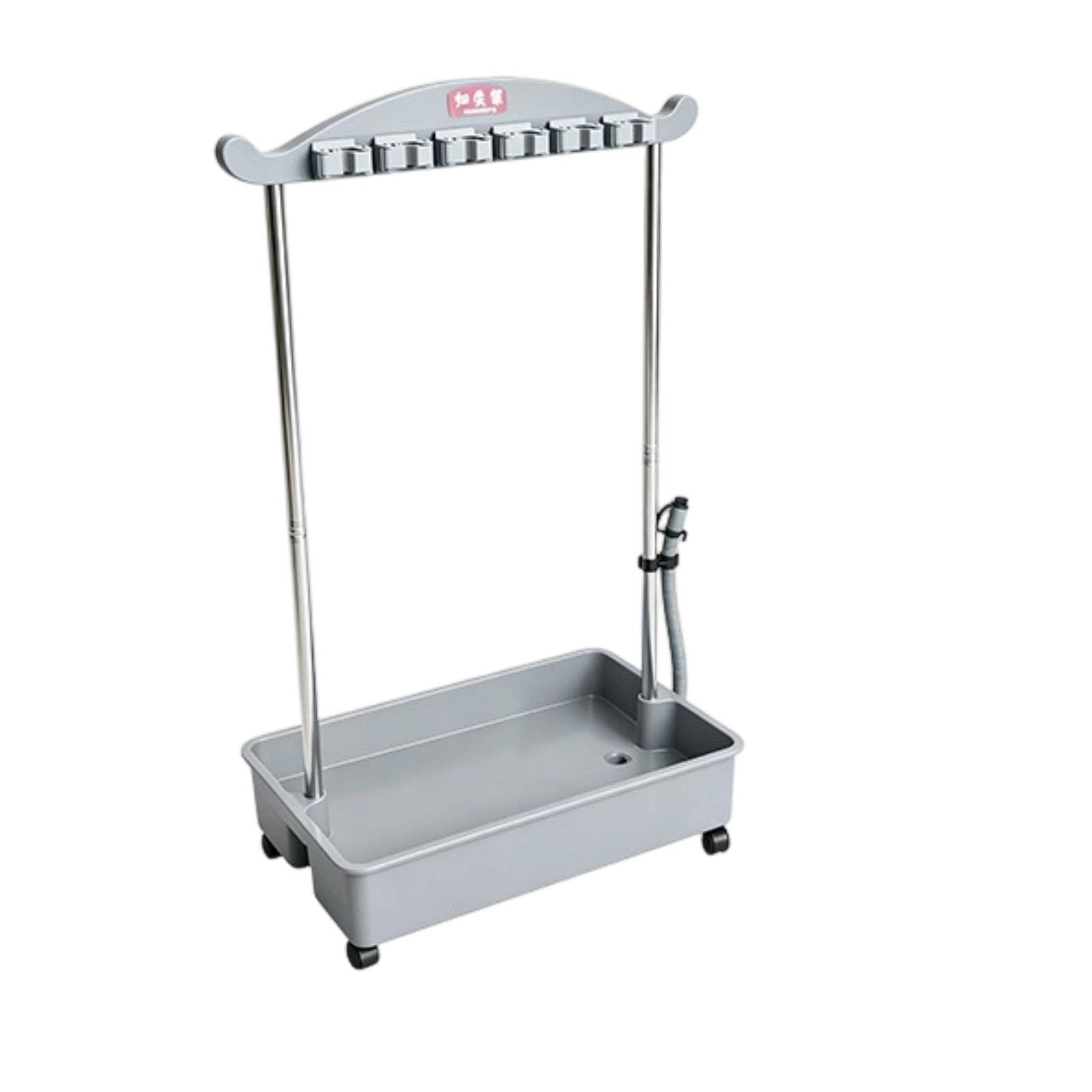 Gralara Organizador Fregonas con Ruedas Resistente Carrito Limpieza con Ruedas Estación Limpieza Móvil para Hoteles, Gris, 70cm