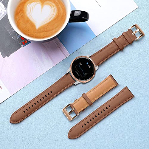 Issinlky oryginalny skórzany pasek kompatybilny Garmin Vivoactive 4S, Garmin Vivoactive 3S, Garmin Venu 2S, 18mm pasek do Fossil Women's Gen 5E 42 mm, Gen 6 42 mm, Fossile Q Venture Gen 3/Gen 4