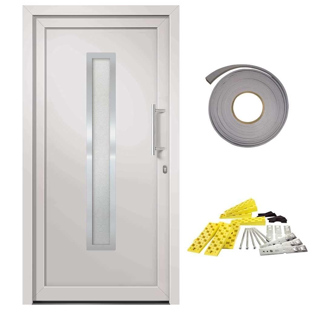 Aluminiowe drzwi wejściowe, białe, 98 x 208 cm
