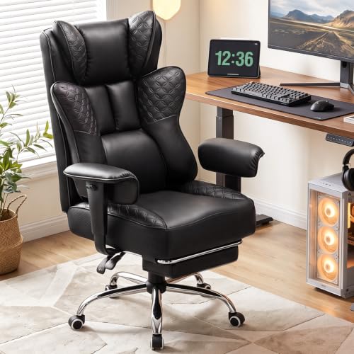 COMHOMA Big & Tall Gaming Chair w/ Footrest & Lumbar Support (Jet Black) - image 8