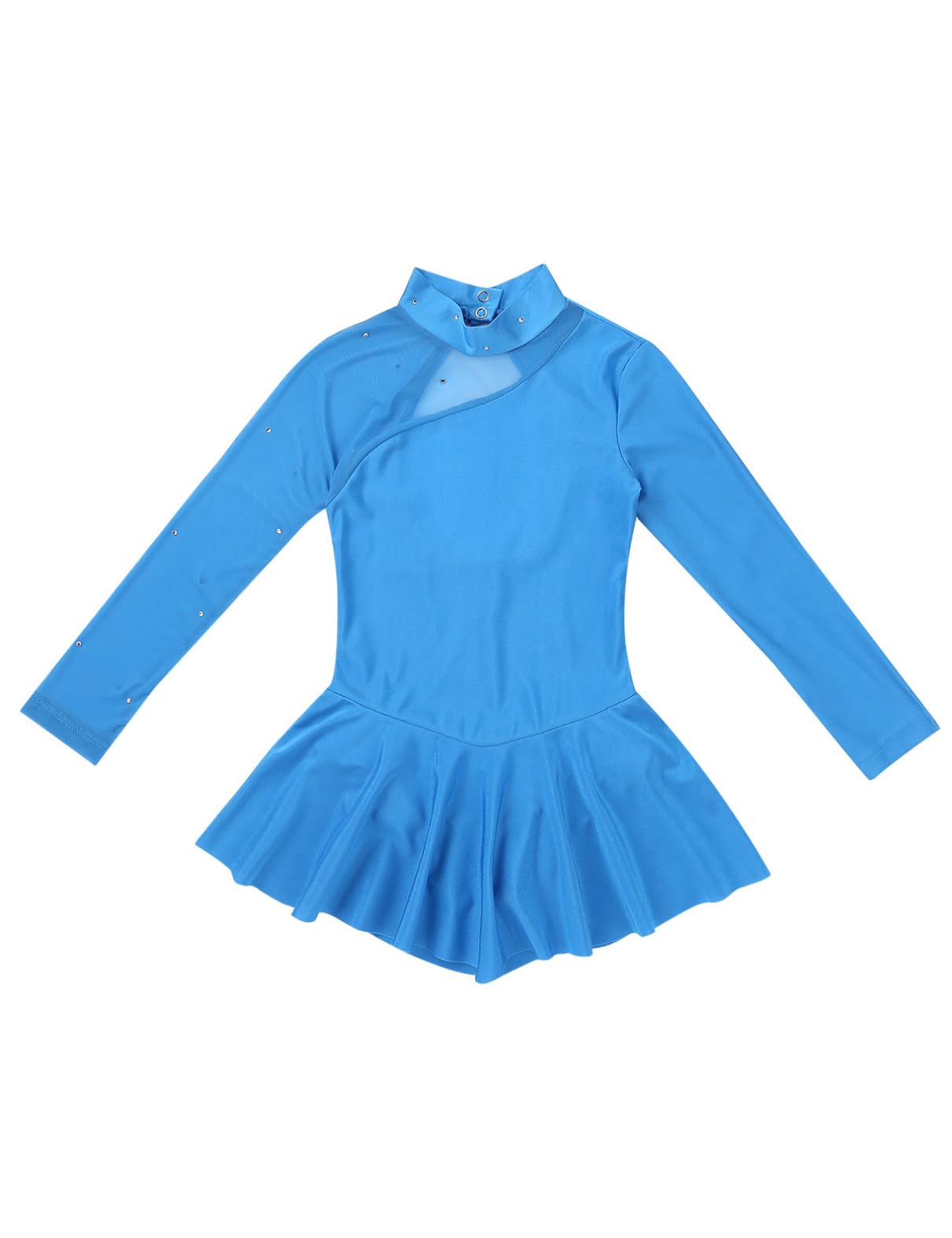 MSemis Vestido Patinaje de Manga Larga para Niña Leotardos de Danza Maillot con Falda Gimnasia Rítmica con Pedrería Brillante Disfraz de Bailarina 4-16 Años — view 4